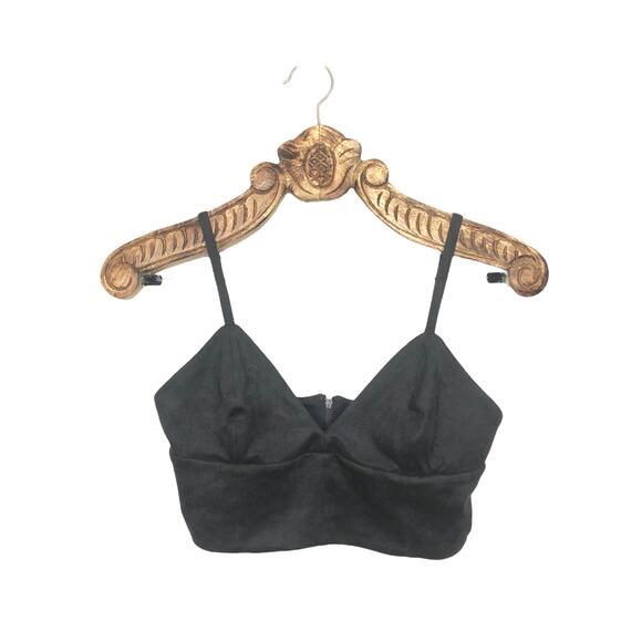 Aritzia Talula Faux Suede Martello Bustier Crop Top Charcoal Dark Grey 10 - Picture 1 of 7